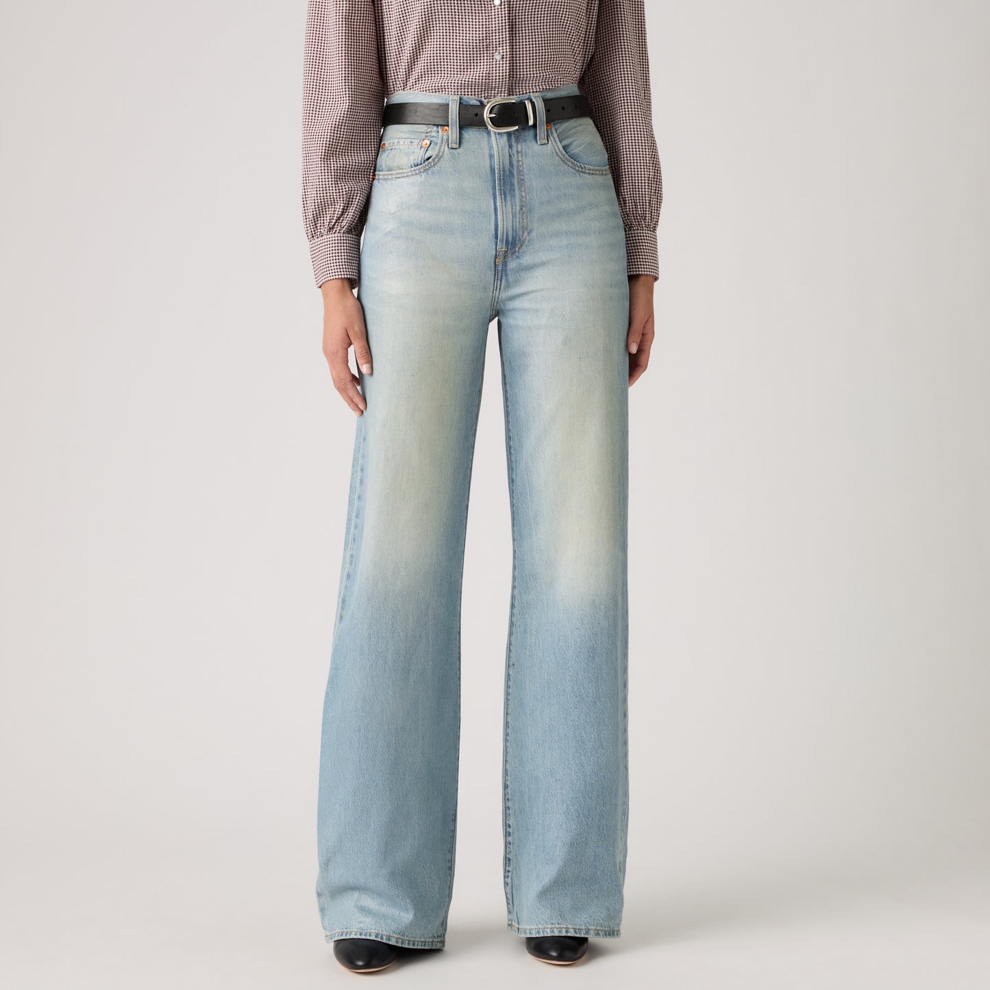 LEVI'S® WOMEN'S RIBCAGE WIDE-LEG JEANS - MED INDIGO - WORN IN