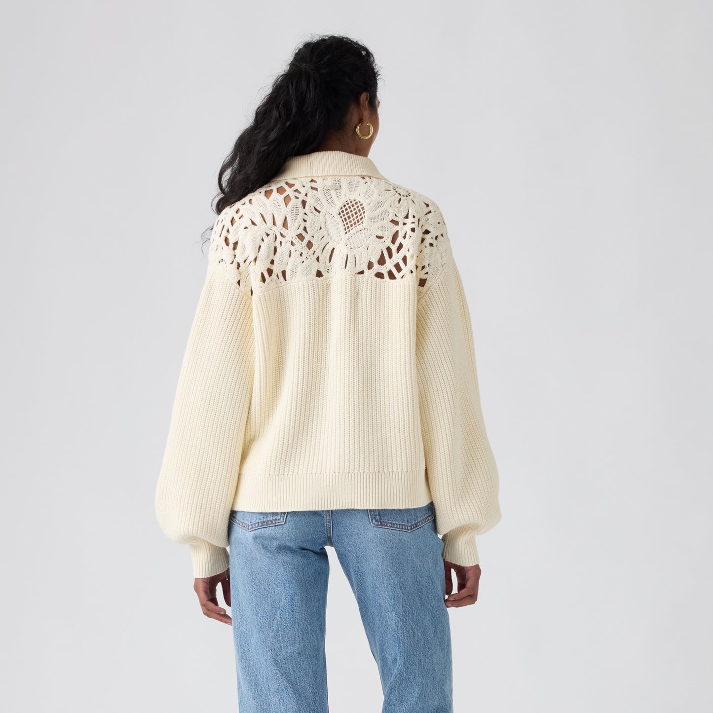 LEVI'S® WOMEN'S BIANCA CROCHET POLO SWEATER - NEUTRAL