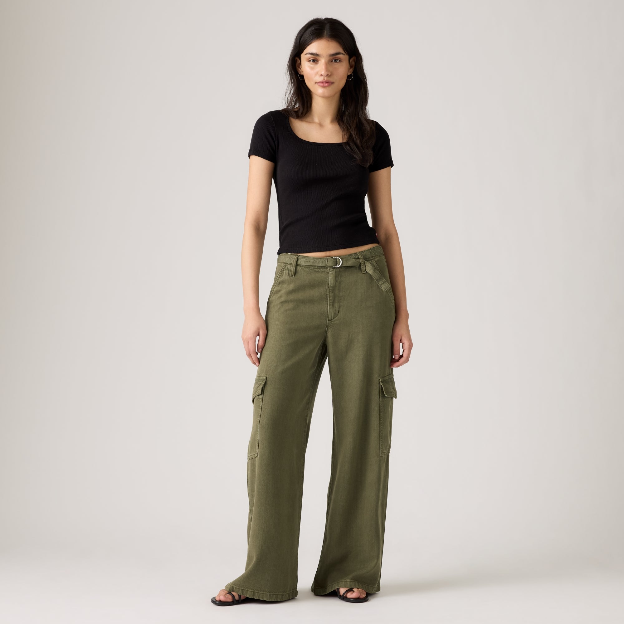 パンツ 90's Levi's L2 Baggy Cargo Pants 36x30 LEVI'S® WOMEN'S BAGGY DAD CARGOS - GREEN