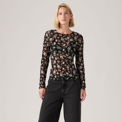 LEVI'S® WOMEN'S SERAPHINA LACE LONG-SLEEVE TOP - BLACK