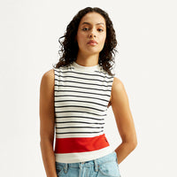Levi's® Women's Striped Off White Collar Neck Top