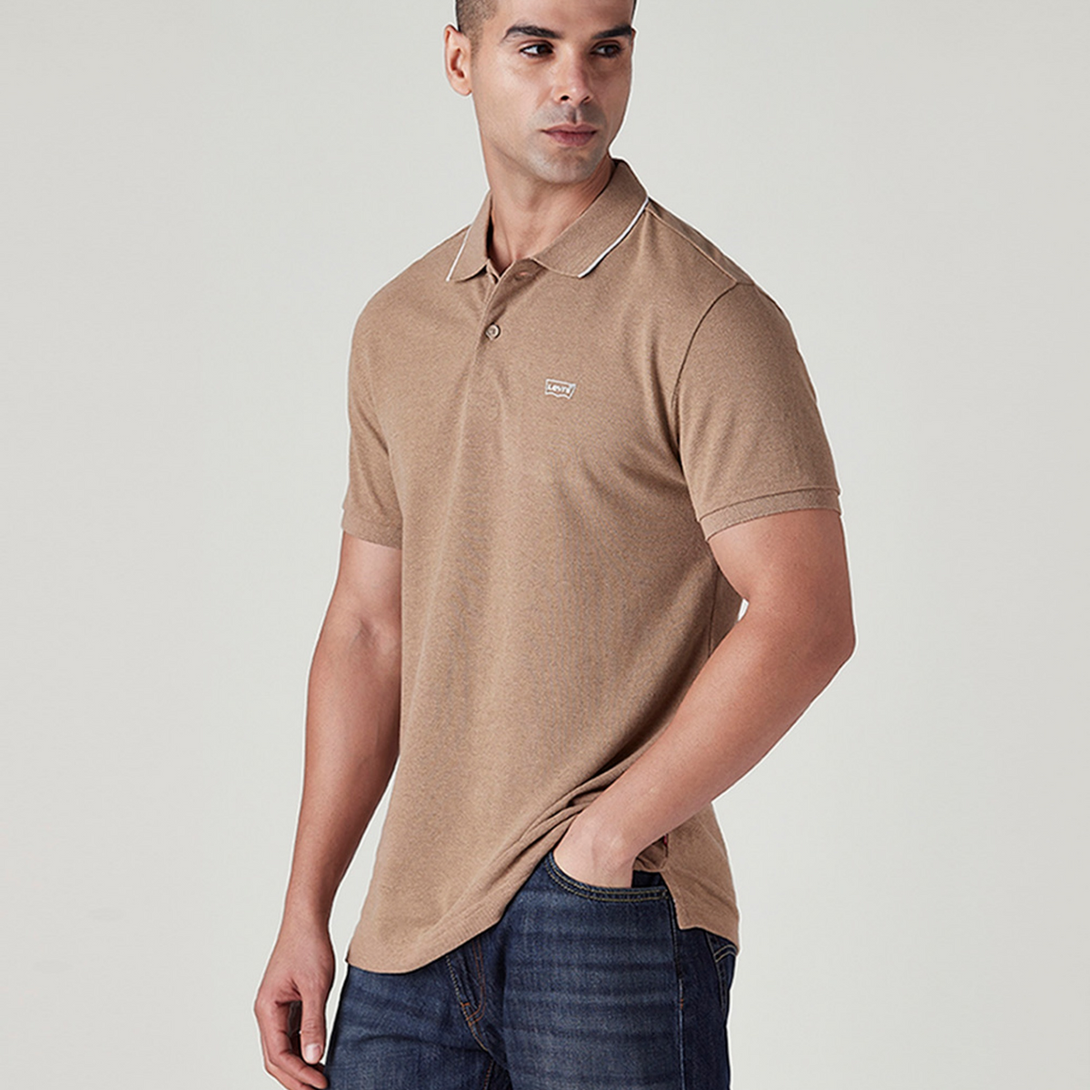 LEVI'S® MEN'S SOLID TAN POLO T-SHIRT - NEUTRAL