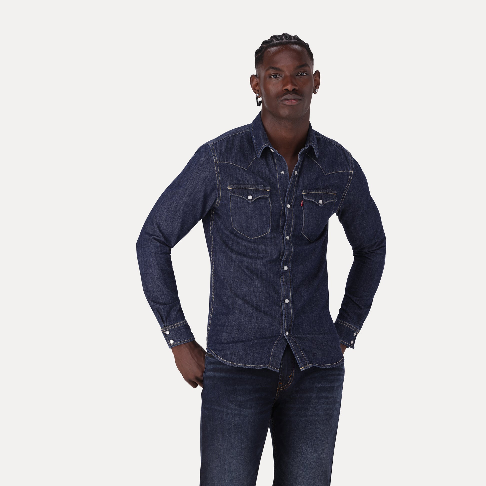 CLASSIC STANDARD FIT WESTERN SHIRT - BLUE