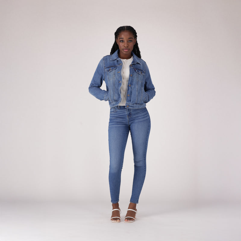 LEVI'S® WOMEN'S 720 HIGH-RISE SUPER SKINNY JEANS - MED INDIGO - WORN IN