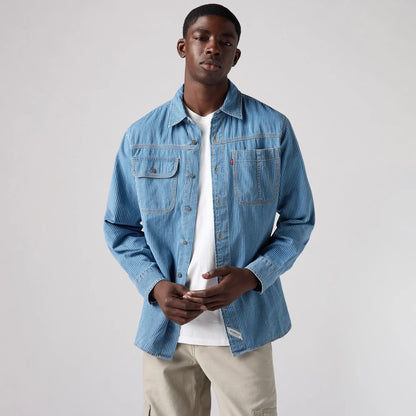 LEVI’S® MEN’S LONG-SLEEVE AUBURN WORKER SHIRT - MED INDIGO - FLAT FINISH