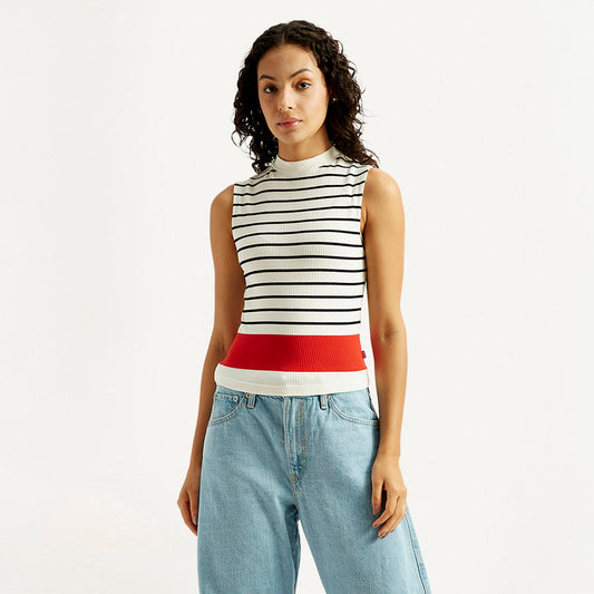 Levi's® Women's Striped Off White Collar Neck Top