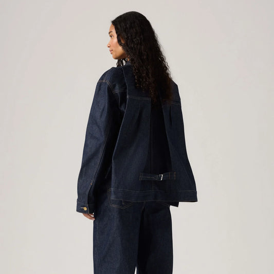 LEVI'S® X SACAI WOMEN'S DENIM JACKET - DARK INDIGO - FLAT FINISH
