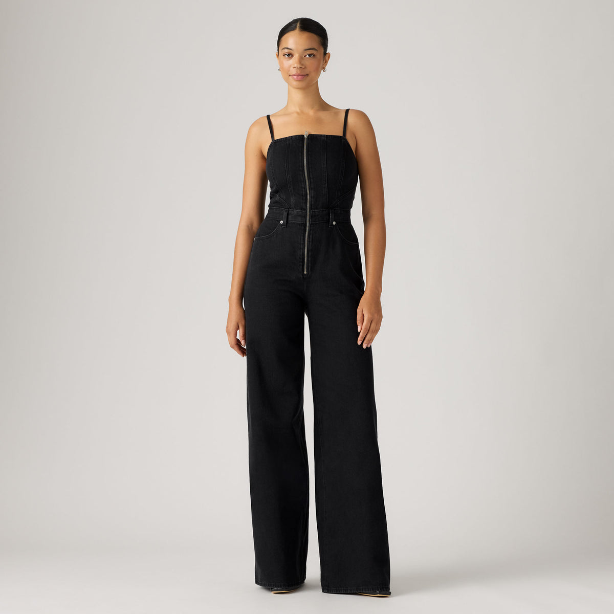 LEVI'S® WOMEN'S SEAMED JUMPSUIT - MED INDIGO - WORN IN
