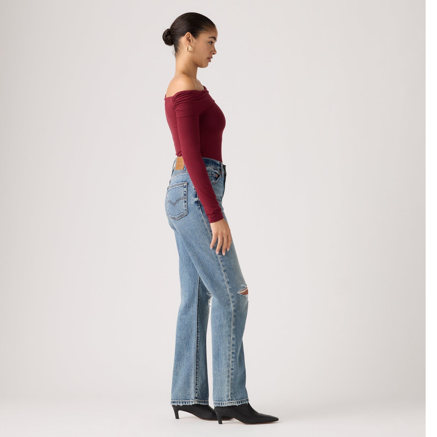 LEVI'S® WOMEN'S EASY DAD JEANS - MED INDIGO - WORN IN