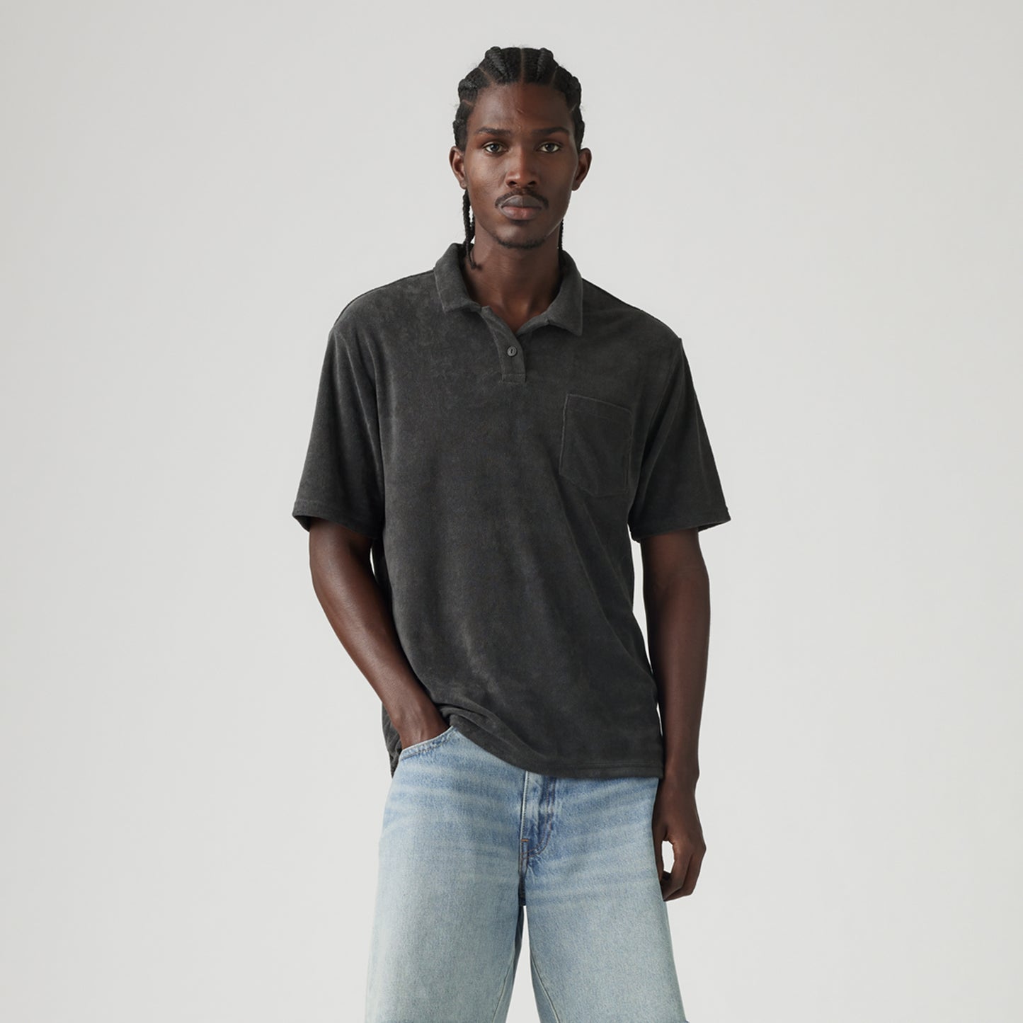 LEVI'S® MEN'S TERRY POCKET POLO - BLACK