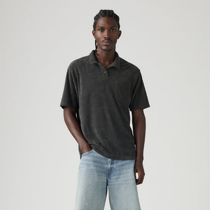 LEVI'S® MEN'S TERRY POCKET POLO - BLACK