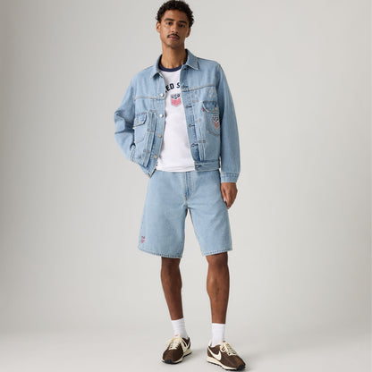 LEVI'S® U.S. SOCCER 478 BAGGY SHORTS - LIGHT INDIGO - WORN IN