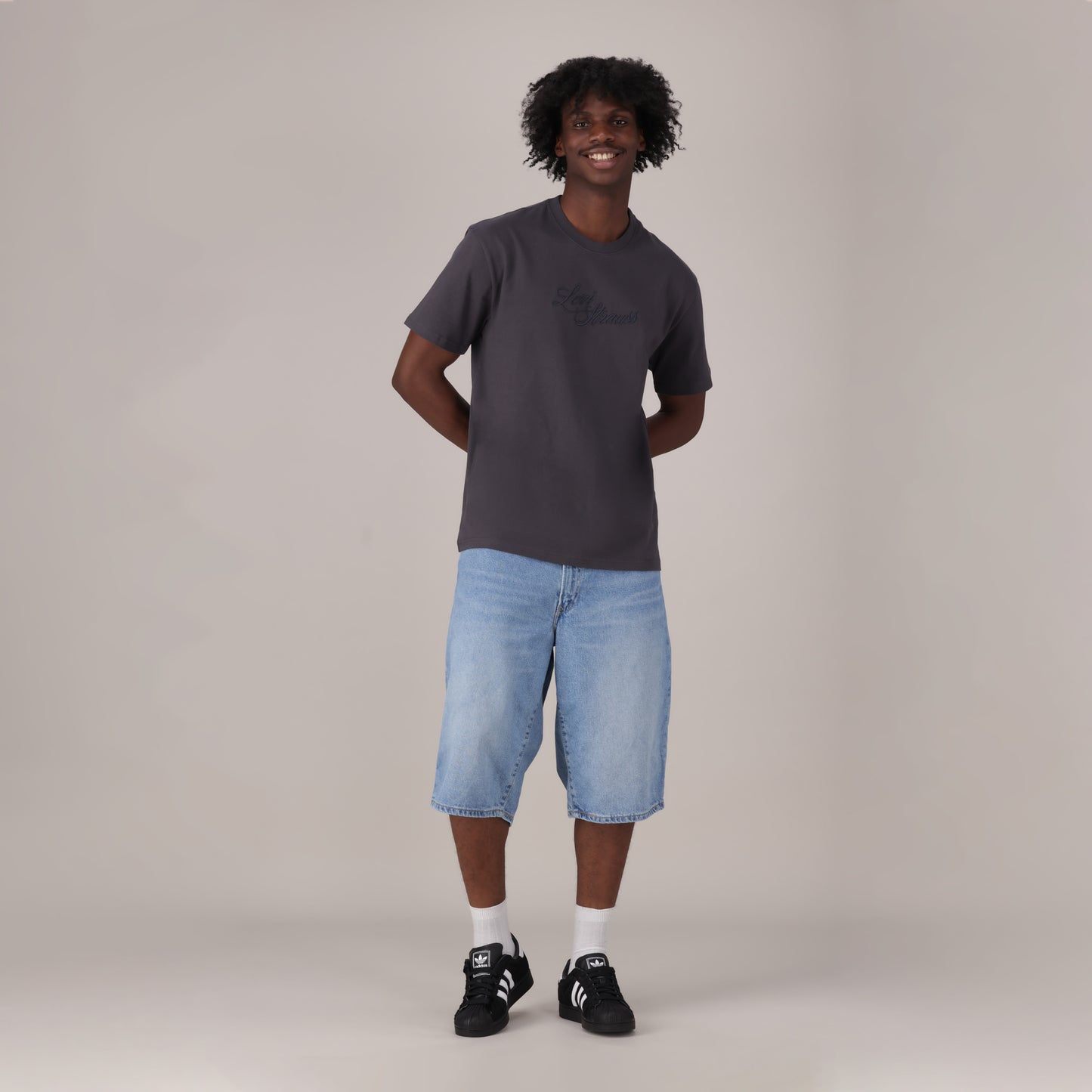 LEVI'S® MEN'S 478 BAGGY SHORTS - MED INDIGO - WORN IN