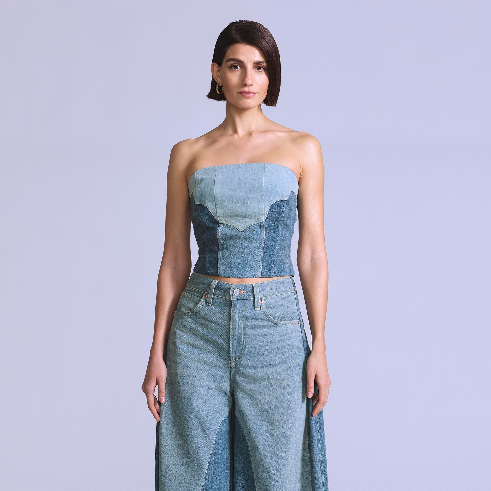 LEVI'S® BLUE TAB™ WOMEN'S ROPER BUSTIER - MED INDIGO - FLAT FINISH