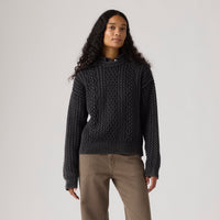 LEVI'S® WOMEN'S LEILAH CABLE CREWNECK SWEATER - BLACK
