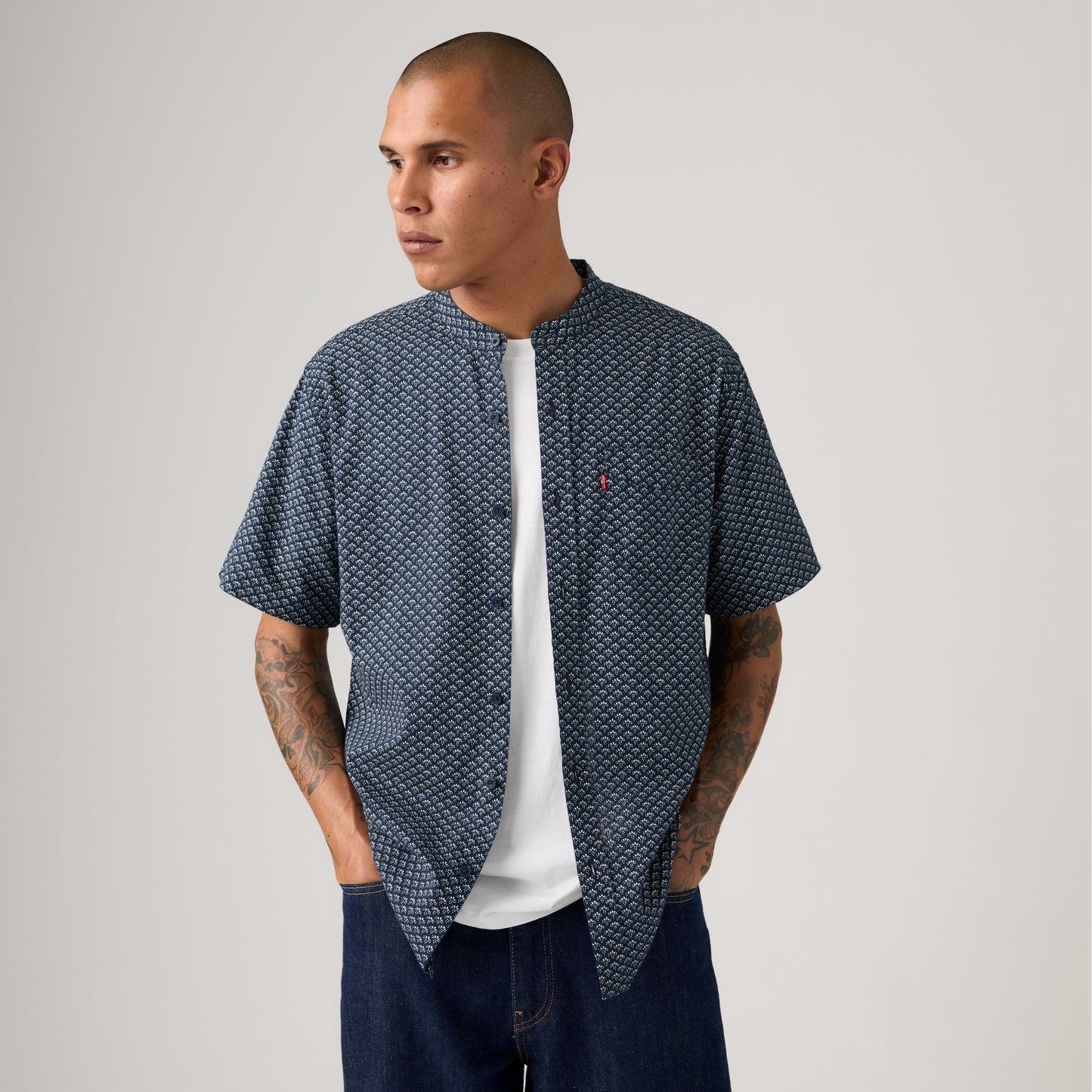 LEVI'S® MEN'S SHORT-SLEEVE BANDED COLLAR SHIRT - MULTI COLOUR