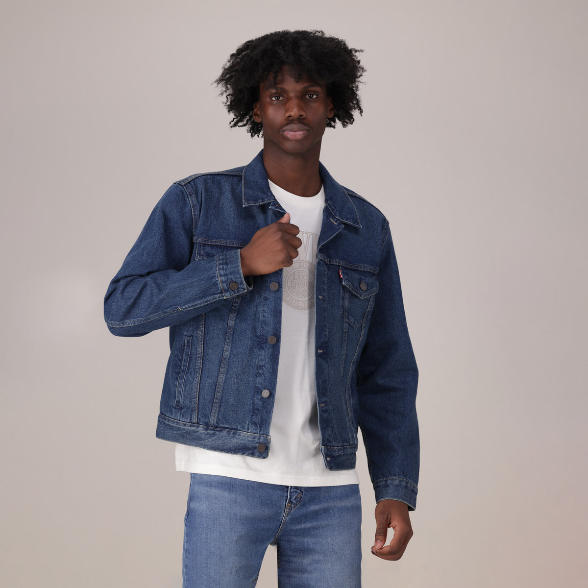 LEVI'S® MEN'S TRUCKER JACKET - DARK INDIGO - WORN IN
