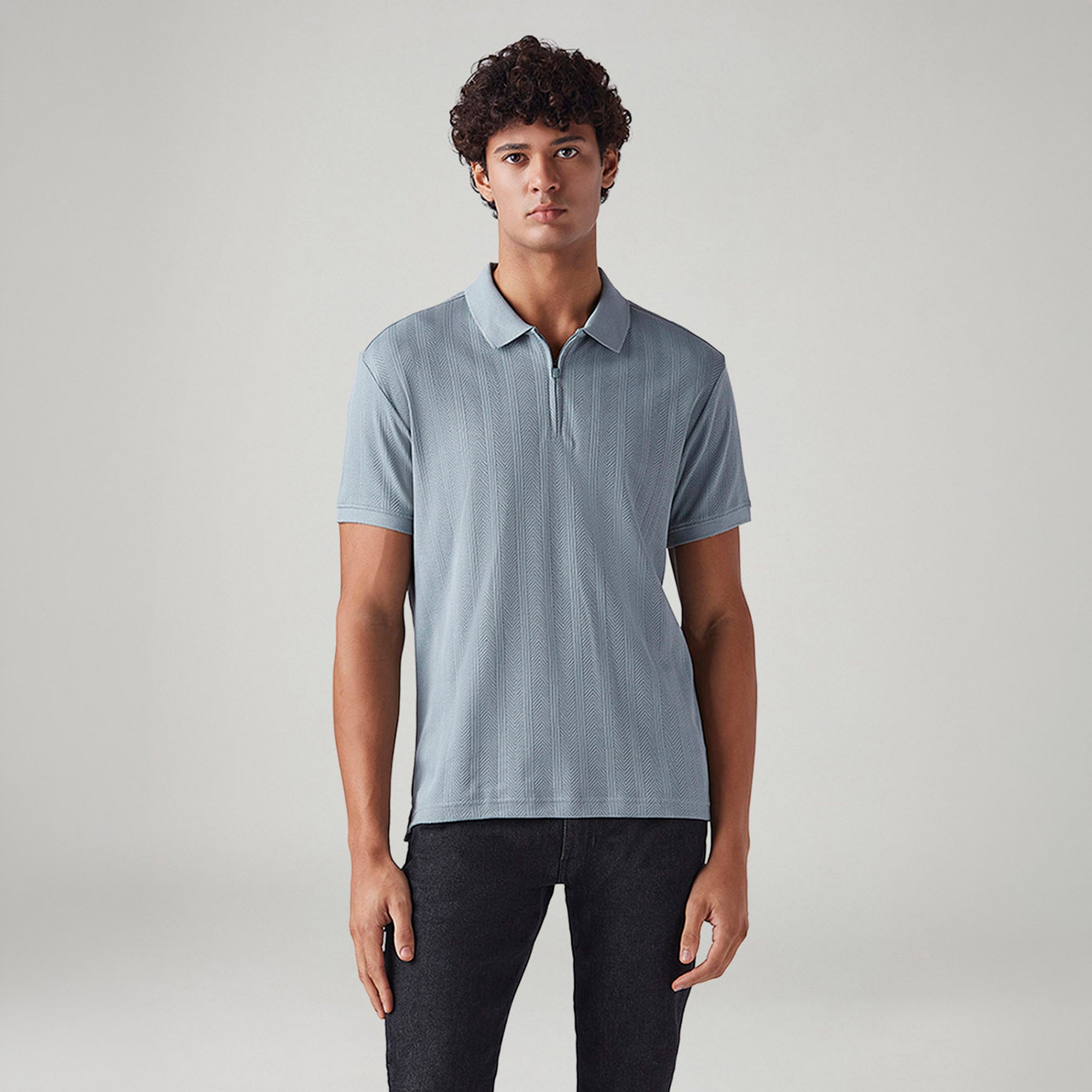LEVI'S® MEN'S TEXTURED JACQUARD POLO T-SHIRT - BLUE