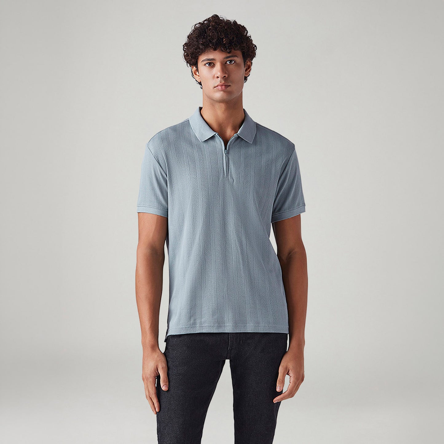LEVI'S® MEN'S TEXTURED JACQUARD POLO T-SHIRT - BLUE