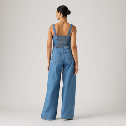 LEVI'S® WOMEN'S AUDRA SEAMED JUMPSUIT - MED INDIGO - WORN IN
