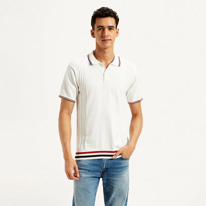 LEVI’S® MEN'S STRIPED SLIM FIT POLO T-SHIRT - WHITE