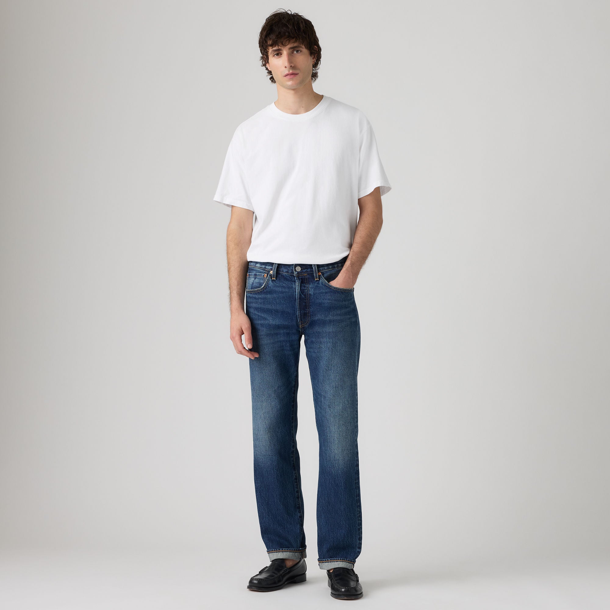 LEVI'S® MEN'S 501® ORIGINAL SELVEDGE JEANS - DARK INDIGO - WORN IN