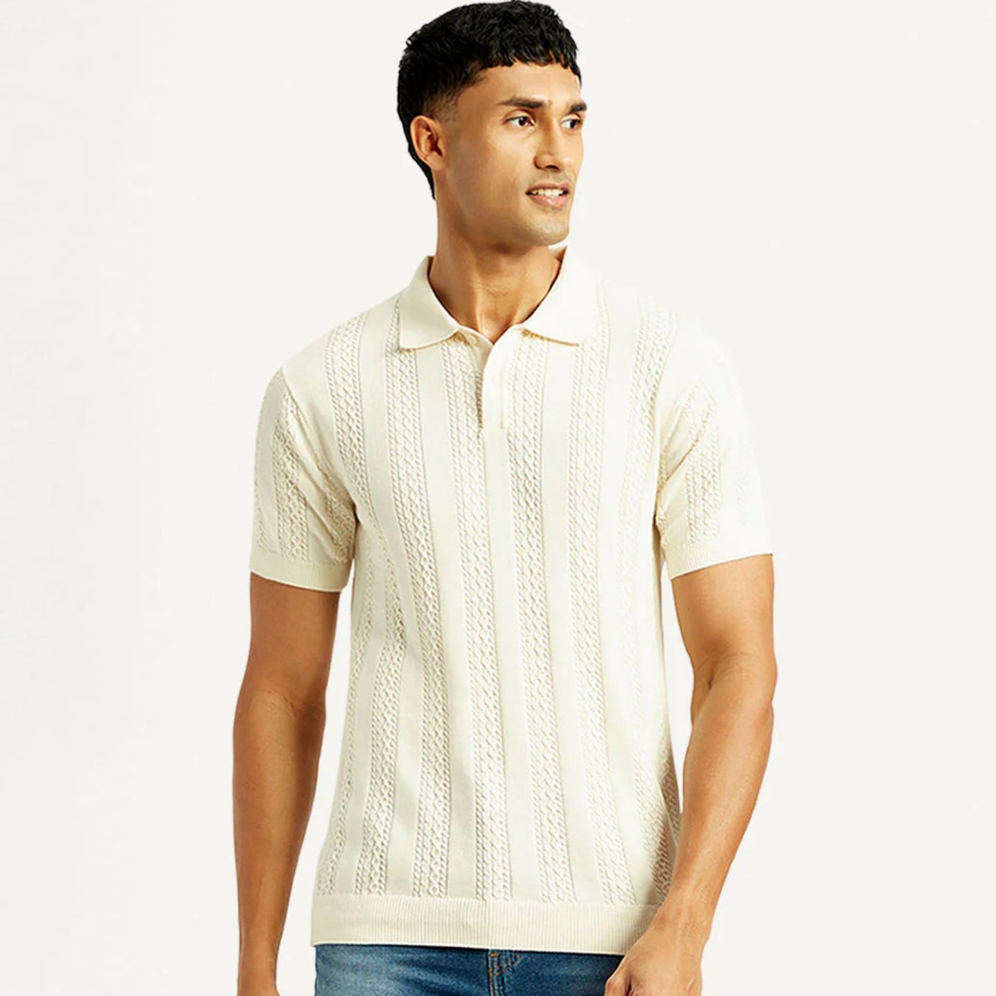 LEVI'S® MEN'S SELF DESIGN RELAXED FIT RESORT COLLAR SHIRT - NEUTRAL