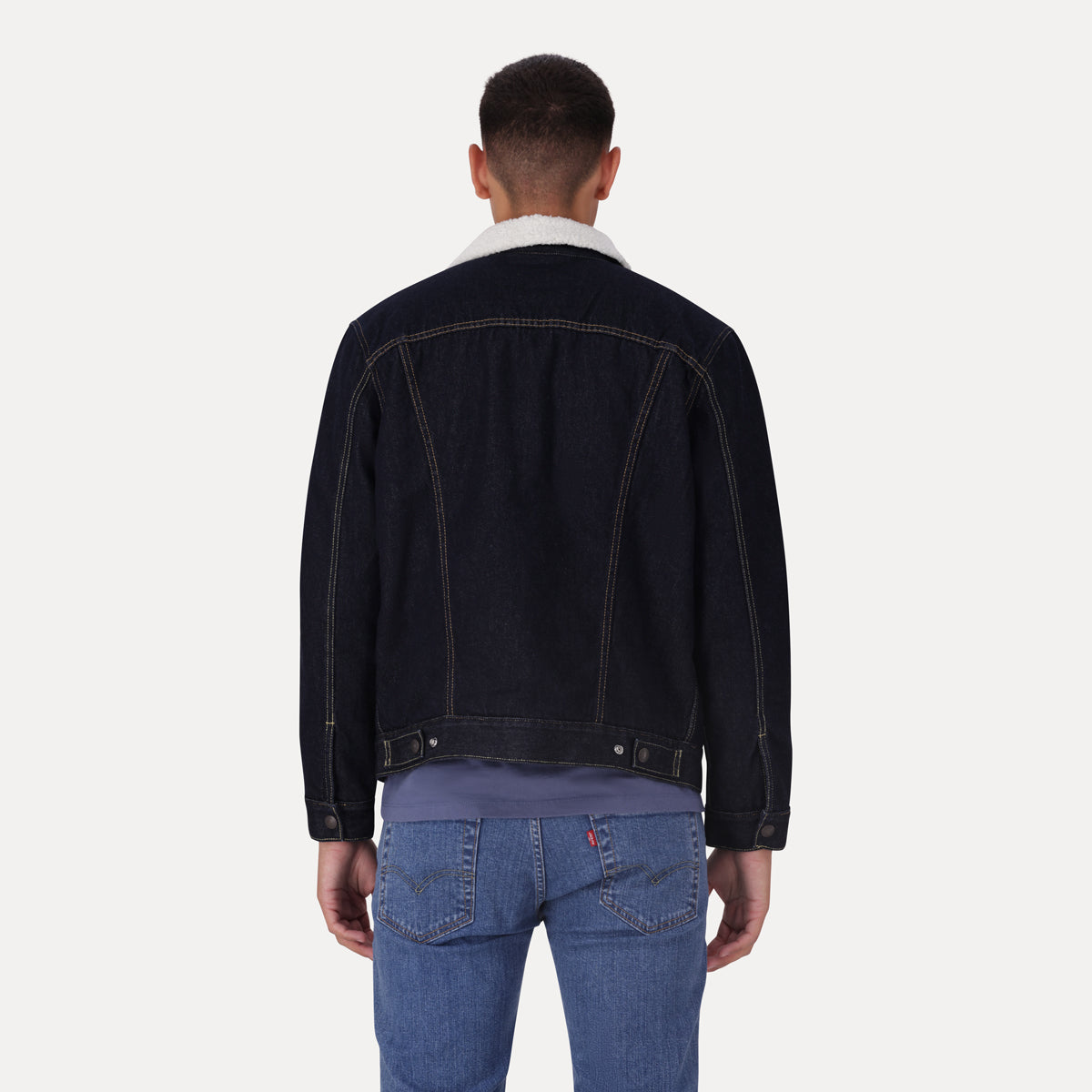 LEVI'S® MEN'S TYPE III SHERPA TRUCKER JACKET - DARK INDIGO - WORN IN