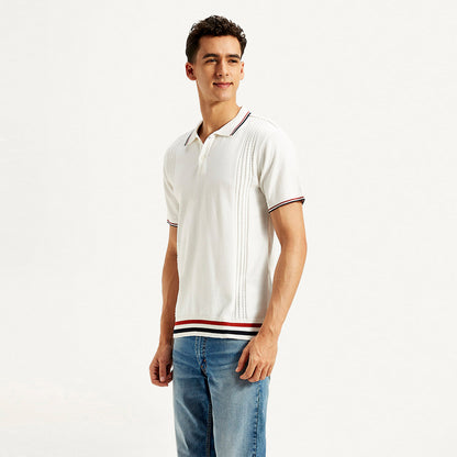 LEVI’S® MEN'S STRIPED SLIM FIT POLO T-SHIRT - WHITE