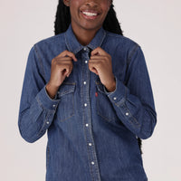LEVI'S® WOMEN'S ICONIC WESTERN SHIRT - DARK INDIGO - FLAT FINISH
