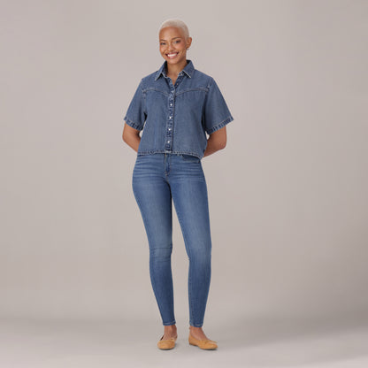 LEVI'S® WOMEN'S CURVY SUPER SKINNY  - MED INDIGO - FLAT FINISH