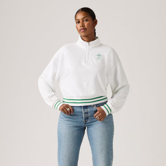 LEVI'S® WOMEN'S GRAPHIC EVERYDAY QUARTER ZIP SWEATSHIRT - WHITE