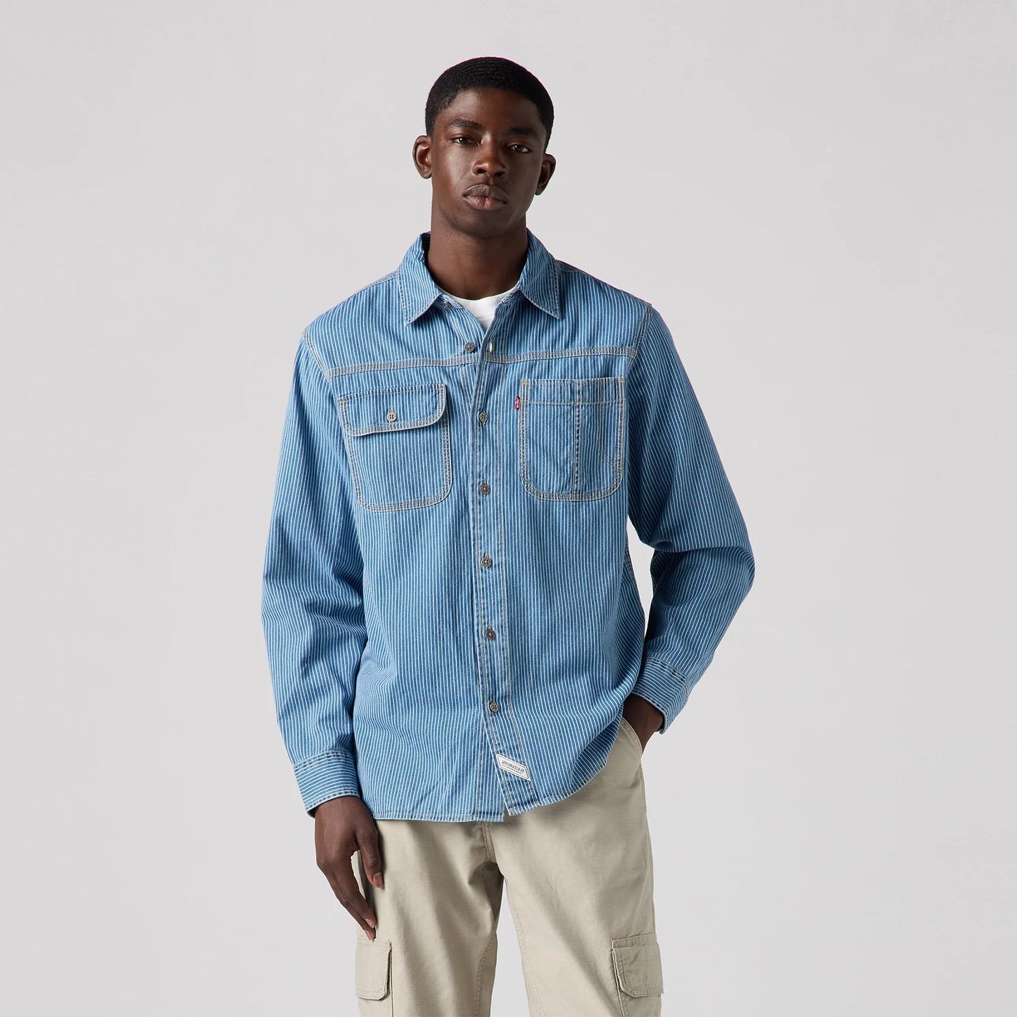 LEVI’S® MEN’S LONG-SLEEVE AUBURN WORKER SHIRT - MED INDIGO - FLAT FINISH