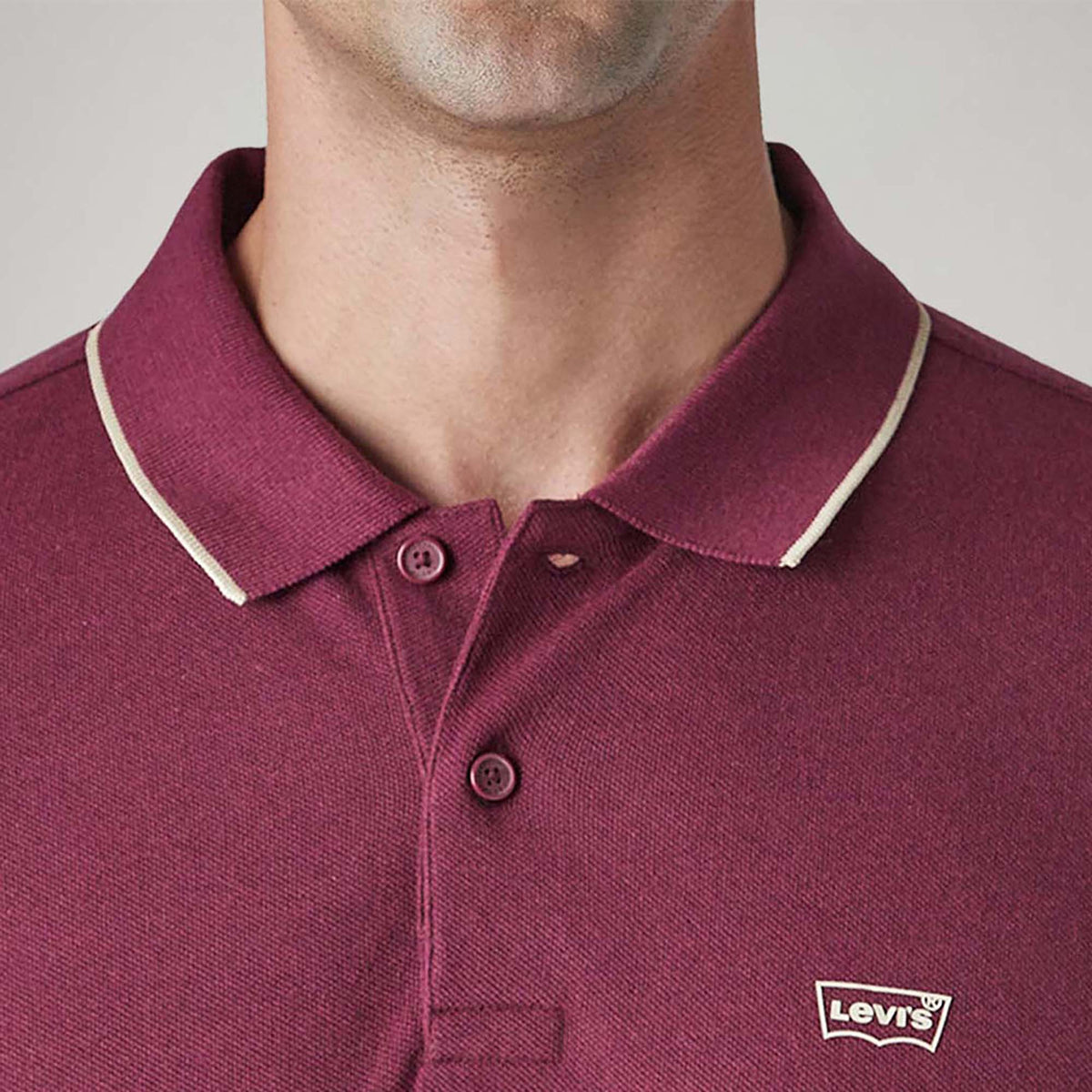 LEVI'S® MEN'S SOLID MAROON PIQUE POLO T-SHIRT - RED