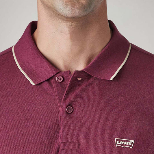 LEVI'S® MEN'S SOLID MAROON PIQUE POLO T-SHIRT - RED