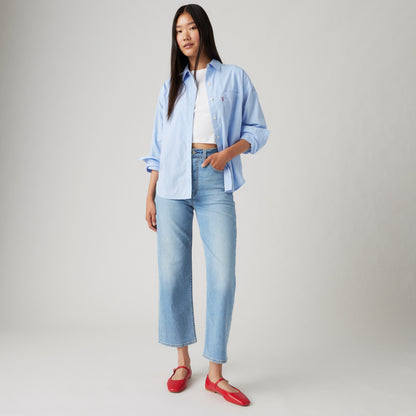 LEVI'S® WOMEN'S RIBCAGE STRAIGHT ANKLE JEANS - MED INDIGO - WORN IN