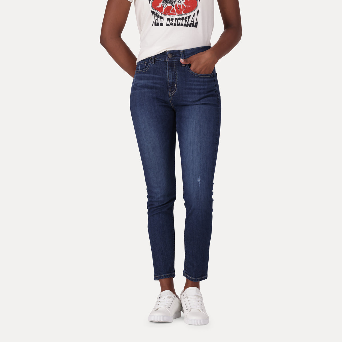 LEVI'S® WOMEN'S 720 HIGH-RISE SUPER SKINNY JEANS - DARK INDIGO - WORN IN