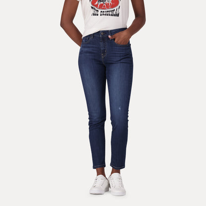 LEVI'S® WOMEN'S 720 HIGH-RISE SUPER SKINNY JEANS - DARK INDIGO - WORN IN