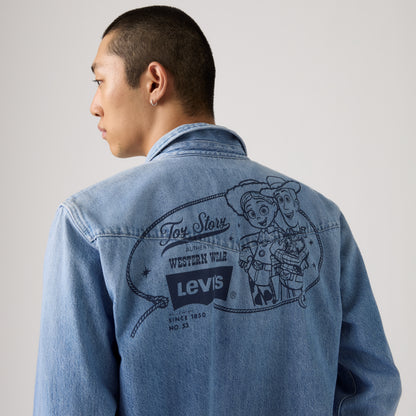 LEVI'S® X TOY STORY MEN'S WESTERN SHACKET - LIGHT INDIGO - WORN IN