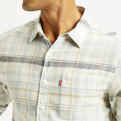 LEVI'S®MEN'S PLAID SLIM FIT LINEN SHIRT - MULTI COLOUR