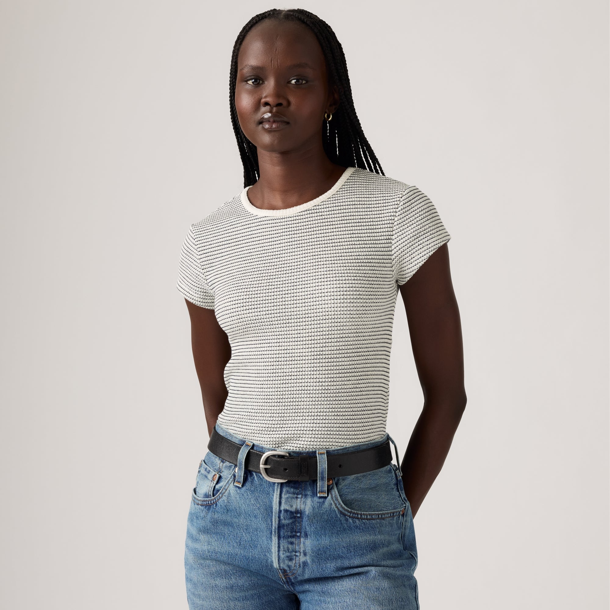 LEVI'S® WOMEN'S DRY GOODS WAFFLE CAP-SLEEVE TEE - MULTI COLOUR
