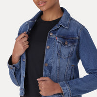 LEVI’S® WOMEN'S ORIGINAL TRUCKER JACKET - MED INDIGO - WORN IN