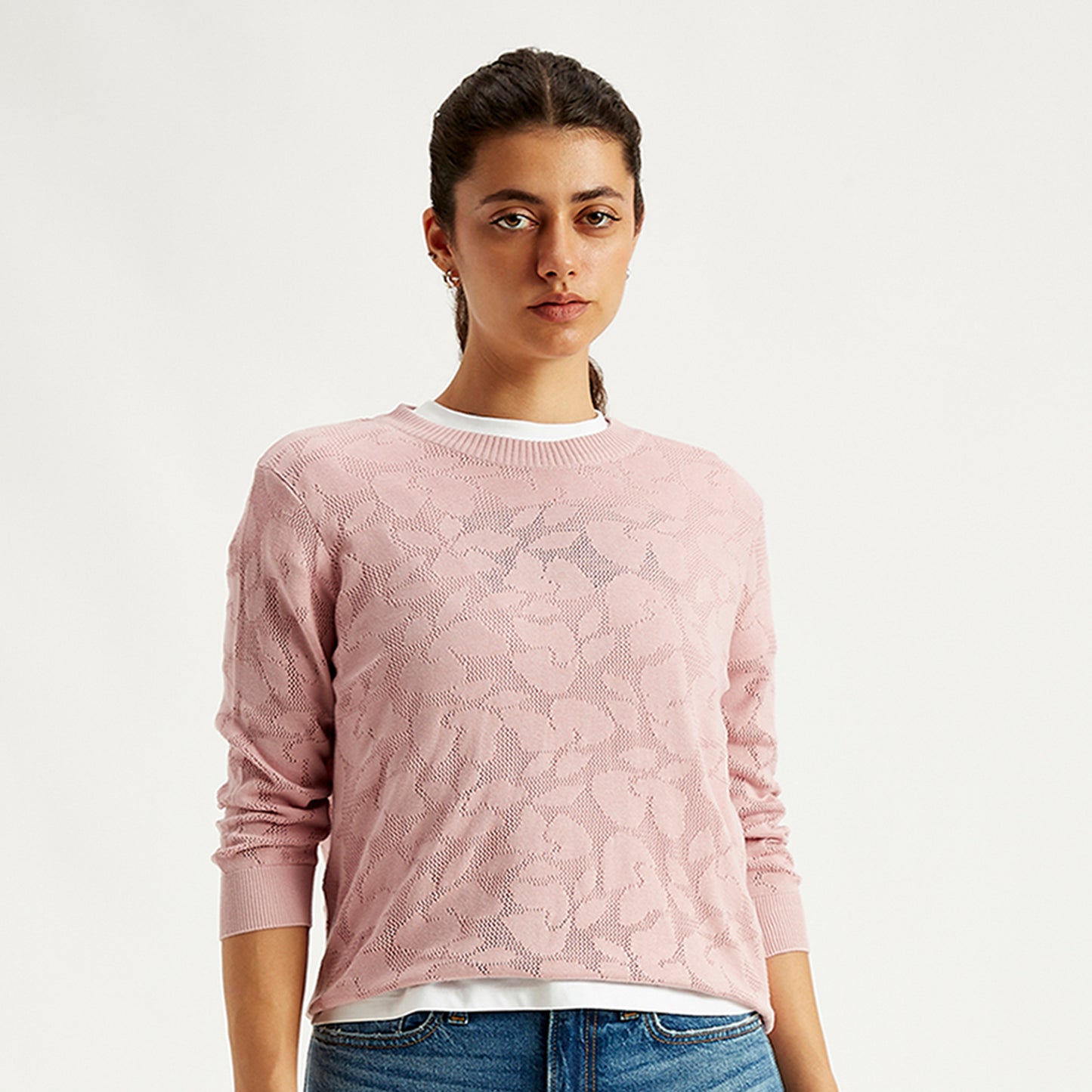 LEVI'S® WOMEN'S CREW NECK SWEATER - LIGHT-PINK
