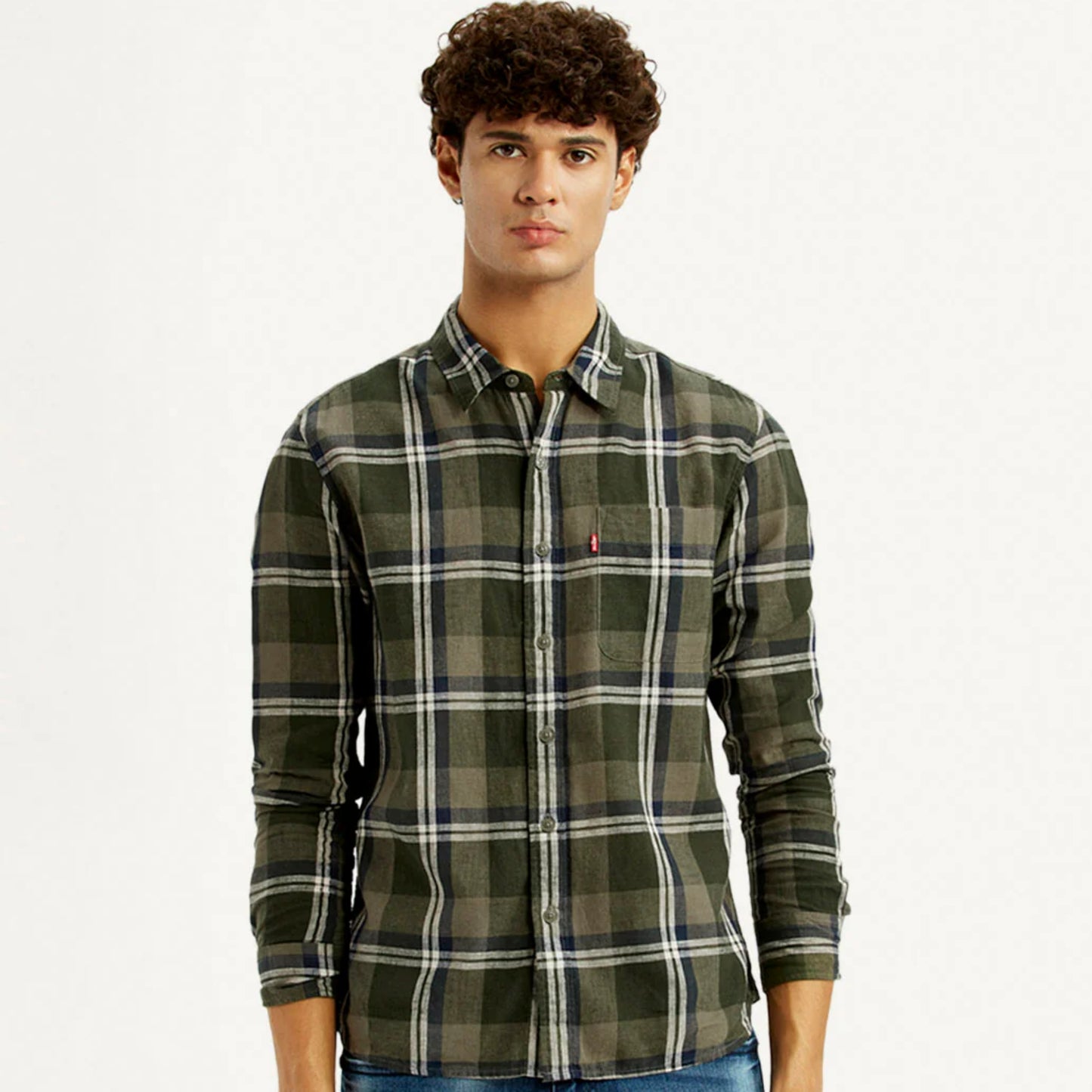 LEVI'S®MEN'S CHECKERED MULTI COLOR SLIM FIT LINEN SHIRT - MULTI COLOUR