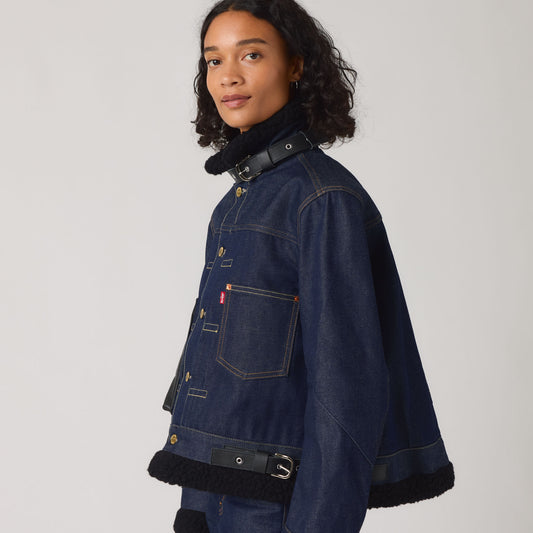 LEVI’S® X SACAI WOMEN'S SHERPA JACKET - RIGID BLUE