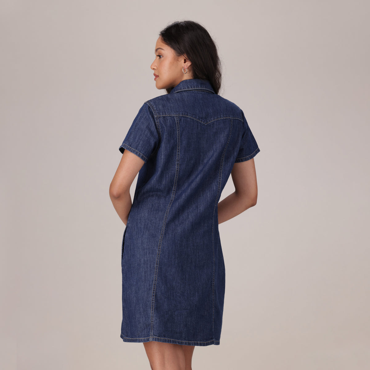 LEVI'S® WOMEN'S TRACE WESTERN DRESS - MED INDIGO - WORN IN