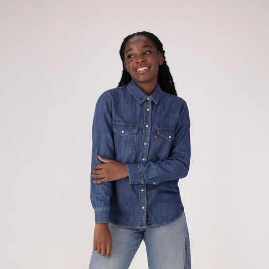LEVI'S® WOMEN'S ICONIC WESTERN SHIRT - DARK INDIGO - FLAT FINISH