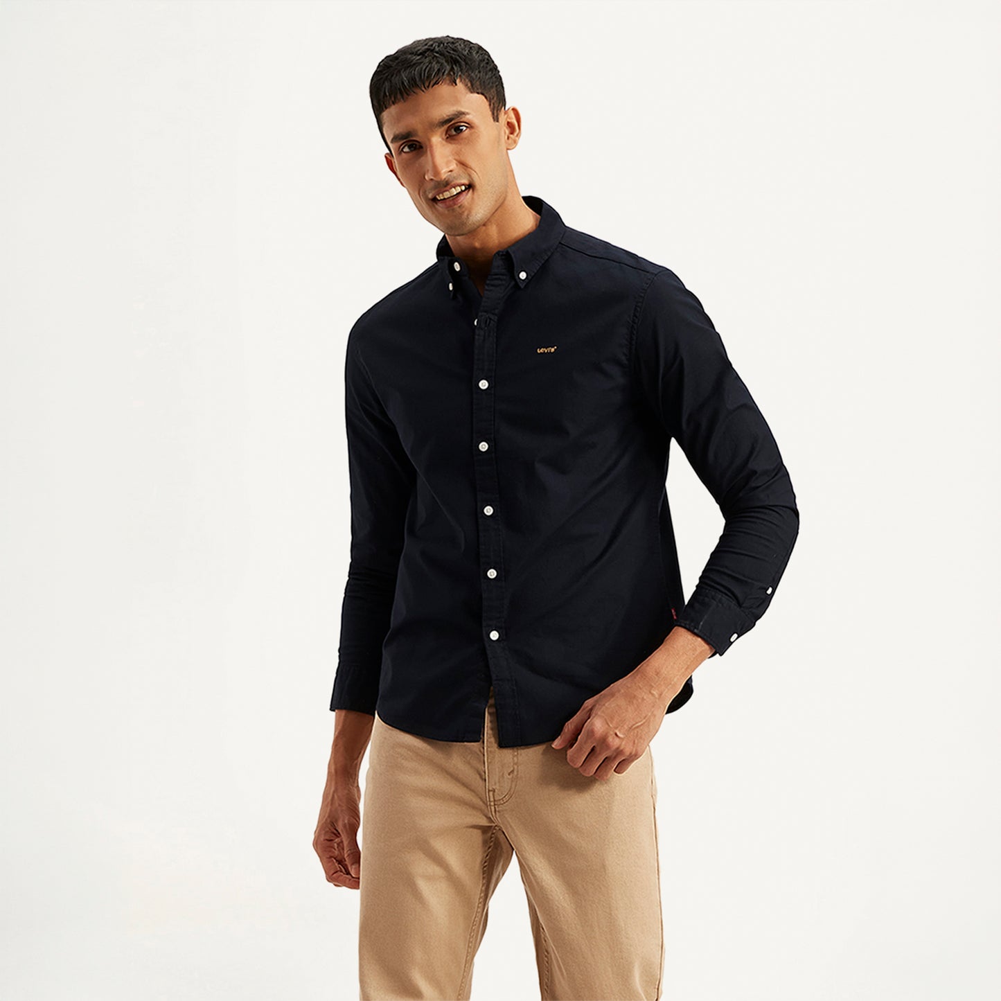 LEVI'S® MEN'S CHECKERED SLIM FIT OXFORD SHIRT - BLACK