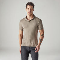 LEVI'S® MEN'S TEXTURED KHAKI RIBBED POLO T-SHIRT - BROWN