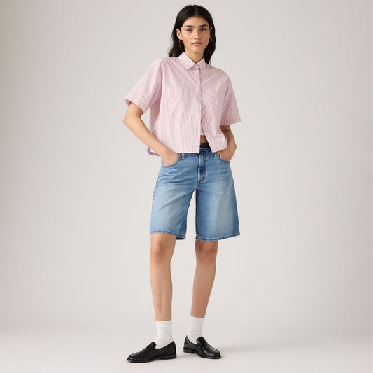 LEVI'S® WOMEN'S BAGGY DAD JORTS - MED INDIGO - WORN IN